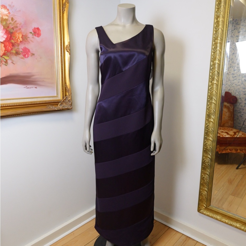 Joseph Ribkoff Elegant One-Shoulder Dress in Dark Purple